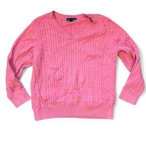 Vintage coquette cottagecore pink long sleeve v-neck sweater Karen Scott